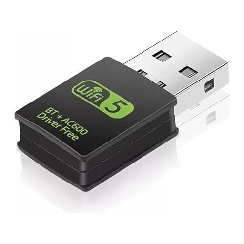 Adaptador USB WiFi Bluetooth, receptor externo de rede sem fio de banda dupla de 600 Mbps 2,4/5 GHz, mini dongle WiFi para PC/laptop/desktop