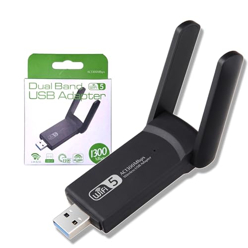 Adaptador Usb Wifi Wireless, 3.0 Dual Band 1300Mbps Adaptador, Wireless Portátil 2.4GHz e 5GHz, Duas Antena Usb, Qualidade Premium Wifi USB para PC e Notebook