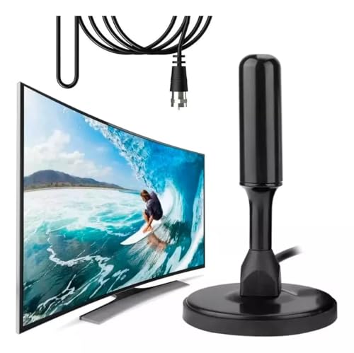 Antena Digital TV Interna Externa Amplificada HDTV 4K UHF | VHF | FM, Resistente A Água, Compatível Com Samsung, LG, Philco, APC, Philips, Smart TV, Led, LCD, 3D, Cabo 5 Metros, Com Imã.