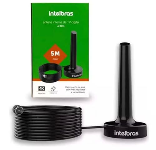 Antena Interna TV Digital Intelbras AL2031 + Cabo 5m UHF/HDTV