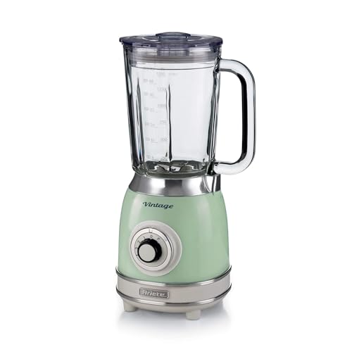 Ariete 583, Liquidificador Vintage Verde, Copo de Vidro 1.5 L, 4 Lâminas de Aço Inoxidável, 4 Velocidades + Pulso, 1000 Wats - 220V - 1
