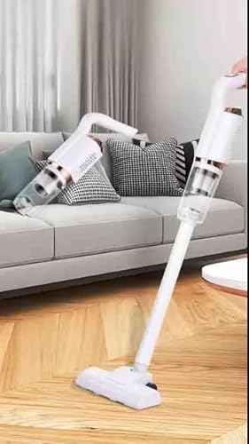 Aspirador De Pó Vertical Portatil Sem Fio 3 em 1, Compacto, 600ml Capacidade, Alta Potência, Bivolt, Usb Recarregável - Branco