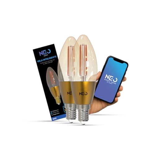 Avant Neo Kit 2 Lâmpadas LED Vela Smart E14 5W, Wi-Fi Dimerizável, 1800K a 2700K, Alexa, Google e Tuya, para Lustre e Decoração - 1