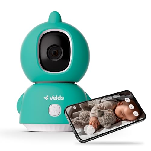 Babá Eletrônica Wi-Fi Velds, Baby Monitor, 2K, Áudio Bidirecional, Visão Noturna, Sensor de Temperatura e Umidade, Detecção de Choro, Rastreamento Automático, Armazenamento de até 256GB, Branco - 1
