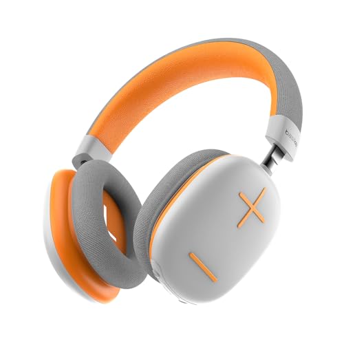 Basike Fones De Ouvido Sem Fio, Headphone Bluetooth on-ear com Microfone, Até 50 Horas de Música, HQ182B (Laranja Branco) - 1