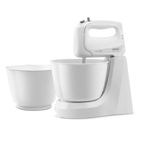 Batedeira Arno Mini Chef Portátil 400W com 2 Tigelas de 4 Litros 4 velocidades Função Pulsar Branca HM10 220v - 1