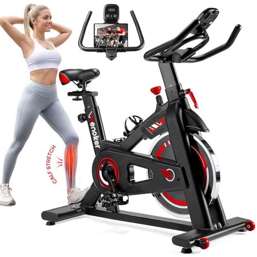 Bicicleta ergométrica, bicicleta ergométrica WENOKER para casa, bicicleta interna com acionamento silencioso por cinto, volante pesado, almofada de assento confortável e monitor LCD atualizado - 1