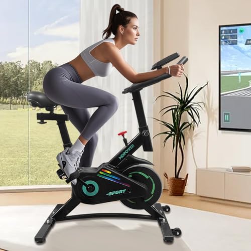 Bicicleta Ergométrica Indoor Sport, Monitor LCD, Resistência Ajustável, Preta e Verde - 1
