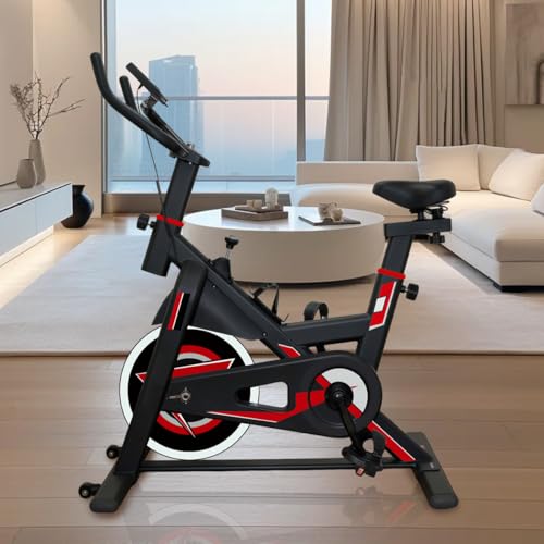 Bicicleta Ergométrica Spinning 5kg Volante, Ajuste de Resistência, Monitor de Performance, Suporta até 150kg (Vermelho) - 1