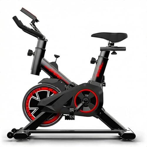 Bicicleta Ergométrica Spinning Magnética Premium Vertical Silenciosa – Assento Ajustável, Display LCD de Tempo/Calorias, Suporta 100kg cor Preta e Vermelha - 1