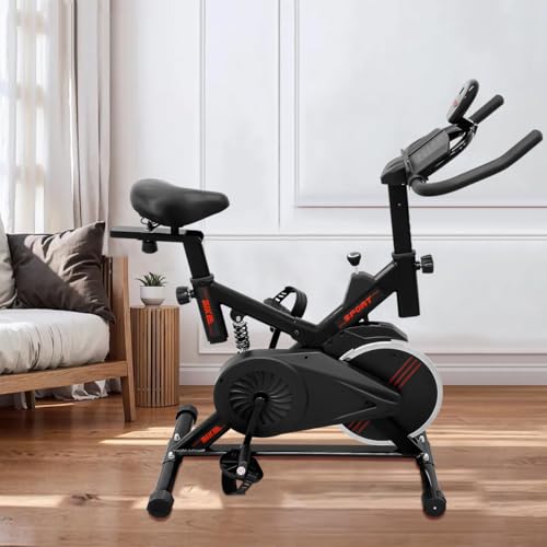 Bicicleta Ergométrica Vertical com Amortecimento MAX, 4kg, Compacta e Estável, Ideal para Treino em Casa, Preto/Vermelho (Vermelho (Amortecimento)) - 1