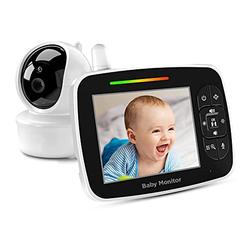 Bliksem Babá Eletrônica Baby Monitor Bebê Tela 3.5 pol Câmera Sem Fio Controle Remoto 120 a 135 graus Fhss 2.4Ghz Visão Noturna Comunicação Bidirecional Monitoramento Temperatura/No Brasil - 1