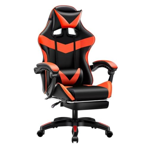 Cadeira gamer Ergonomica com Apoio para os Pés, Base Giratória e Estofado Profissional, Ideal para Escritório e Jogos (Preto e Vermelho)