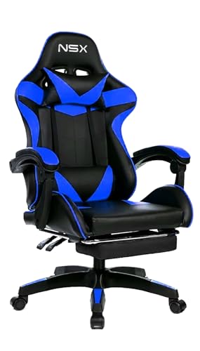 Cadeira Gamer Giratória Nsx Reclinável Estofado Cores Couro (AZUL) - 1