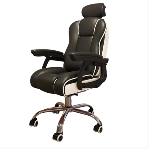 Cadeira Gamer Presidencial Reclinável, Estofamento em Espuma de Alta Densidade, Preto e Branco, 103-113cm de Altura