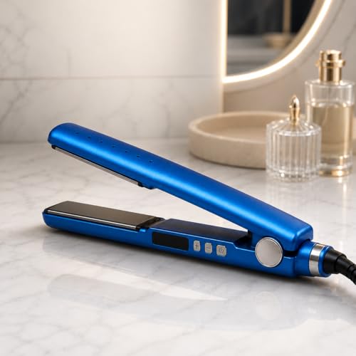 Chapinha Profissional Íon Digital Bivolt Automático | Placas de Cerâmica 1,25″ com LED Ajustável – Alisamento Rápido, Sem Frizz & Brilho Intenso – Azul Premium - 2