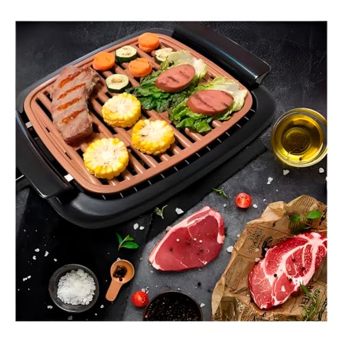 Churrasqueira Elétrica Sem Fumaça Portátil por Indução – Grill Antiaderente 1500W para Carnes, Peixes e Legumes, Aquecimento Rápido, Design Compacto, Fácil Limpeza para Cozinha ou Varanda