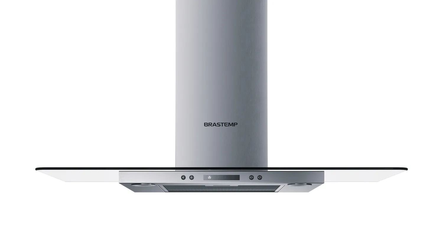 Coifa Vidro Plano Parede Brastemp 90cm Inox - Bap90ar 220V