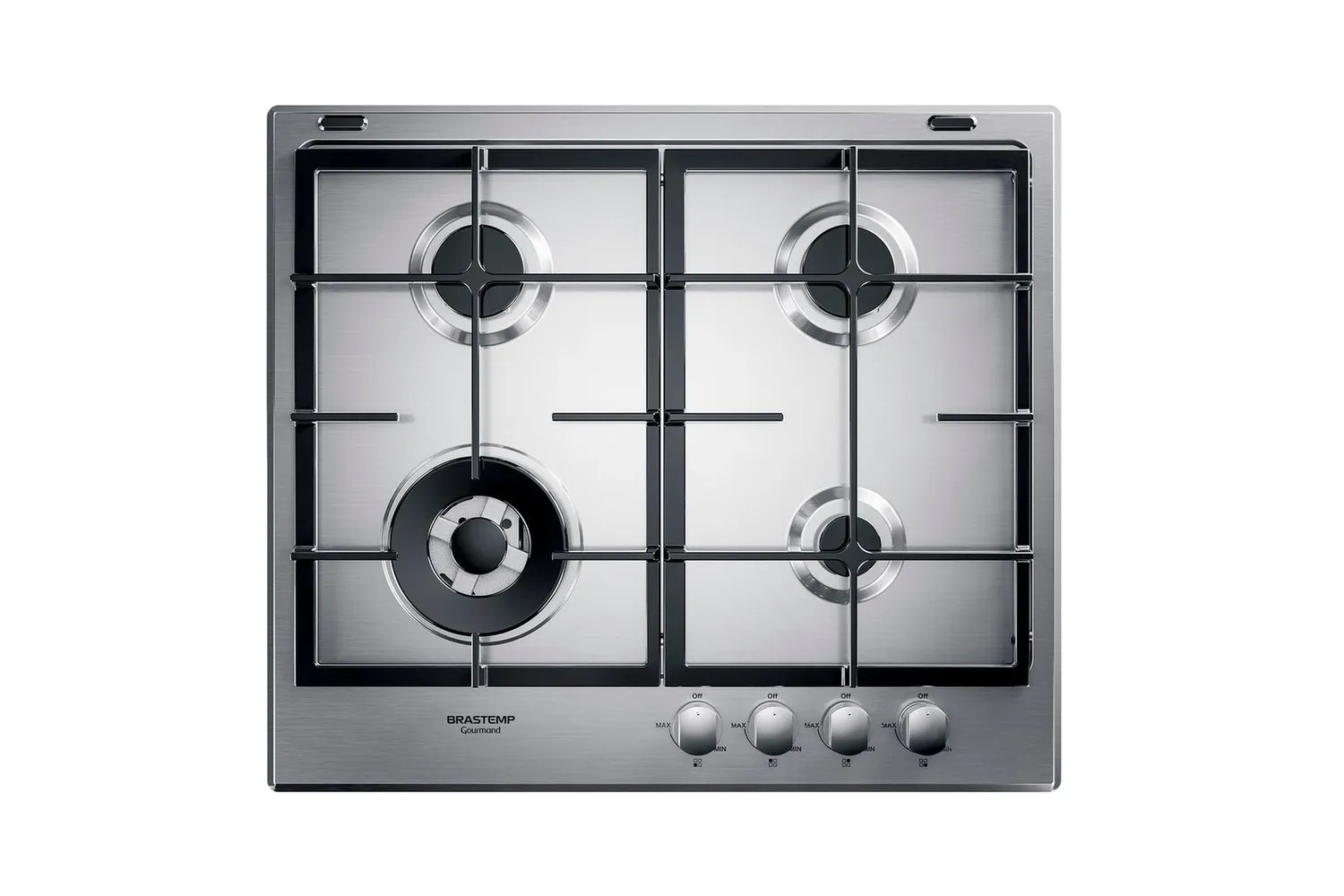 Cooktop 4 Bocas Brastemp Gourmand Inox Com Duplachama E Trempe Com Ferro Fundido - Bdk60dr 220V