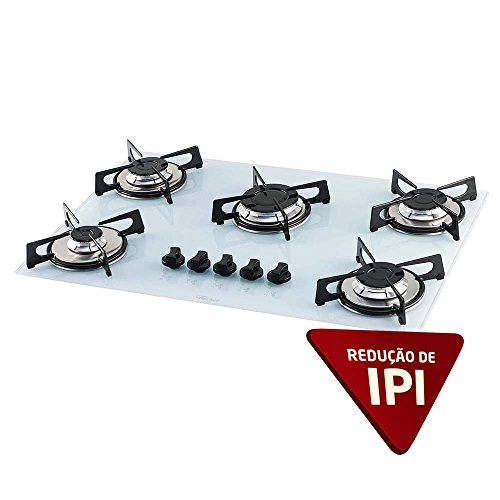 Cooktop Com 5 Bocas Mesa De Vidro Bivolt Branco 1642 Fischer