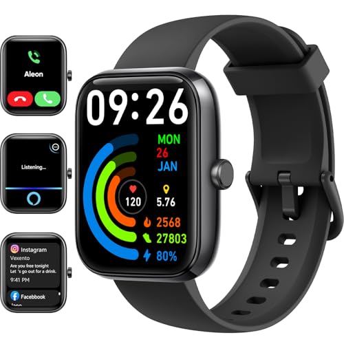 Ecovinka Smartwatch com Alexa Integrada, Tela Colorida 1.83", Notificações em Tempo Real, Pulseira de Silicone, Relógio Inteligente para Esporte e Uso Diário (Preto)