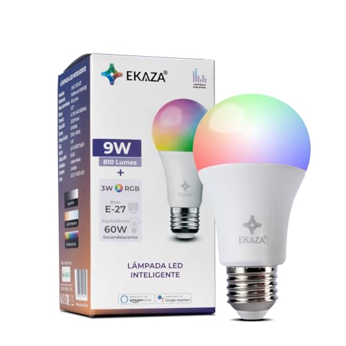 EKAZA Lâmpada Inteligente RGB, 16 milhões de cores, Wi-Fi, Compatível com Amazon Alexa e Google Assistente, 9W+3W - EKGC-T261-E27 - 1