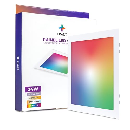 EKAZA Painel de LED Inteligente de Embutir Quadrado, 24W, RGB+CCT + Dimerizável, Wi-Fi e Bluetooth, compatível com Google Assistente e Alexa - EKHM-T2024EQ - 1