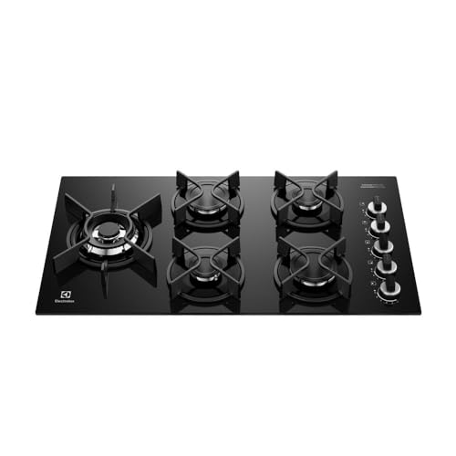 Electrolux Cooktop 5 Bocas a Gás Electrolux Mesa Vidro Expert ChamaPrecisa e Grade Ferro Fundido (KE5GW) Bivolt - 1