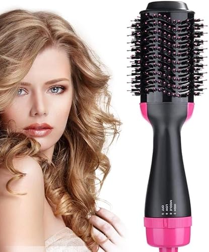 Escova Eletrica Alisadora, Secadora, Modeladora, 3 in 1, 1200W, com Íons, Cerdas Mistas de Javali, Rotativa, 3 Velocidades, One Step, Legal, 110V