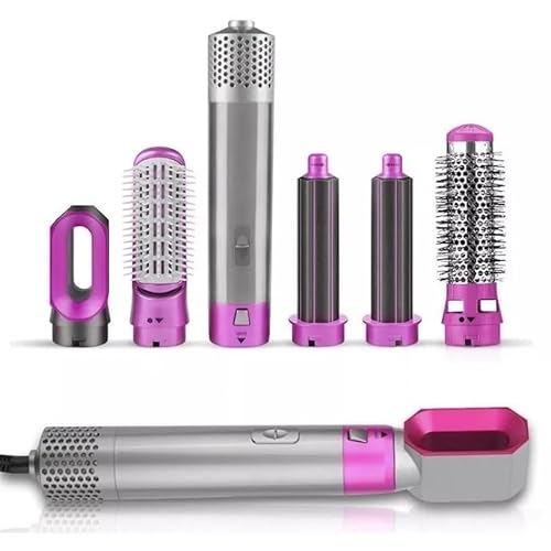 Escova Secadora 5 em 1 Multifuncional, 1000W, 3 Temperaturas, Rosa e Prata, 110V - 1