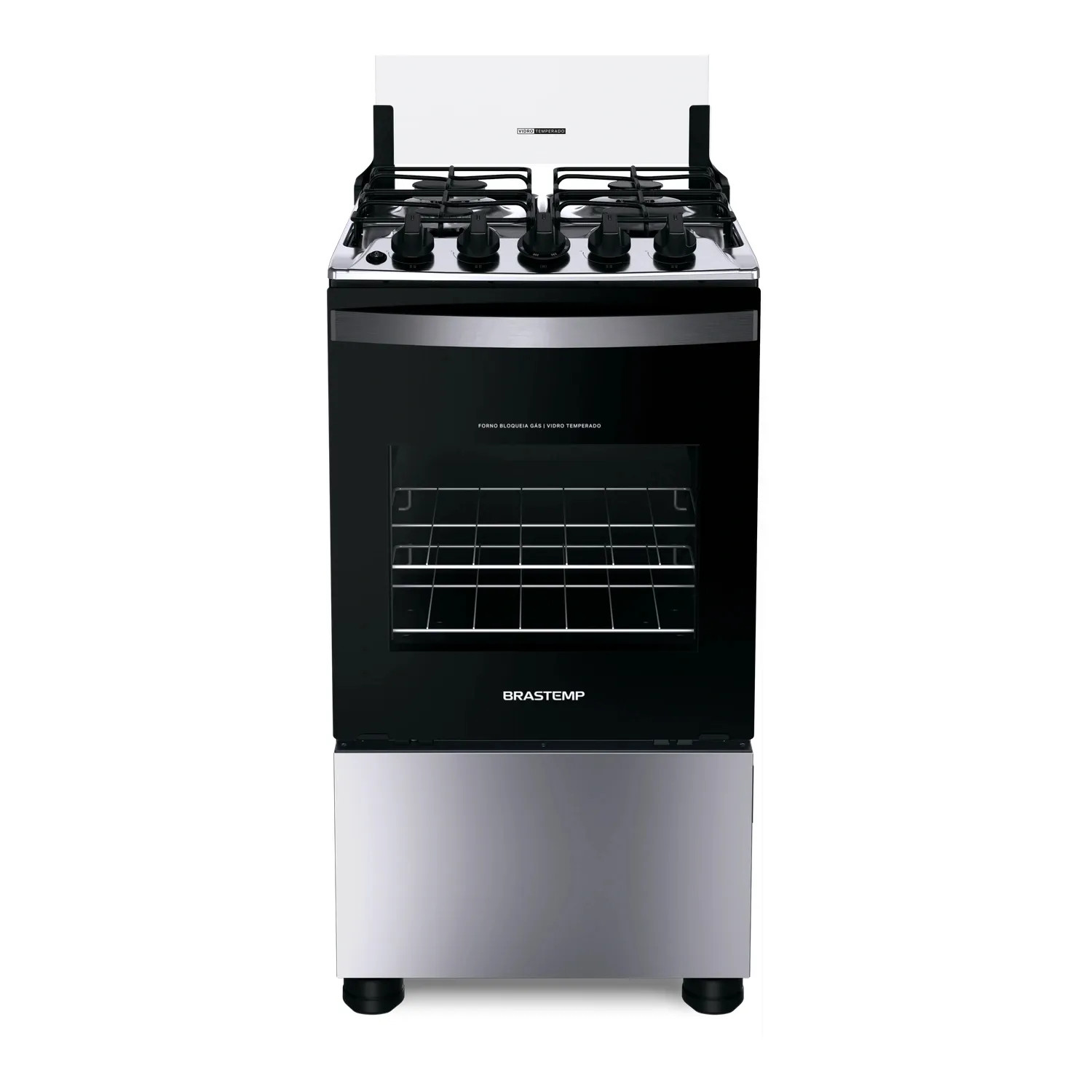 Fogão Brastemp 4 Bocas Inox Com Duas Prateleiras Com Alturas Ajustáveis - Bfo4nbr Bivolt