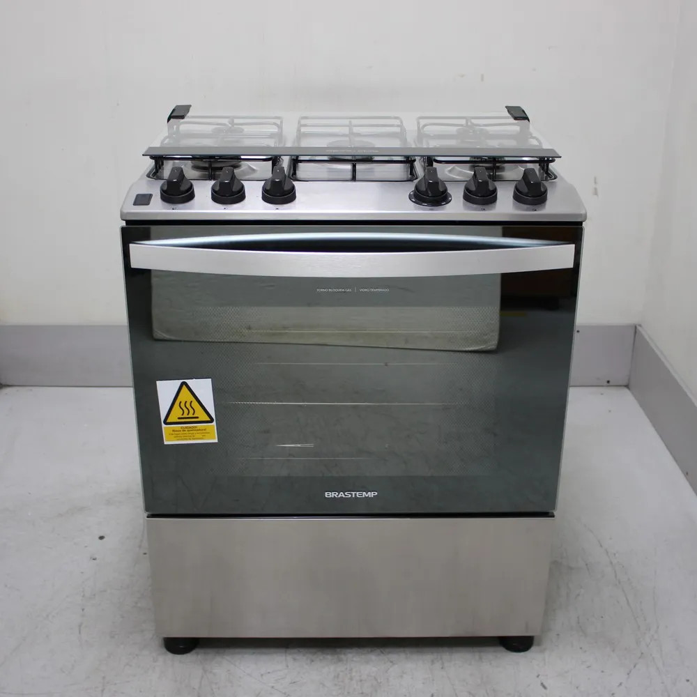 Fogão Brastemp 5 Bocas Cor Inox Com Botões Removíveis E Exclusivo Aro Protetor - Bfs5ncrus3_Wbom_Ch6782151 Bivolt