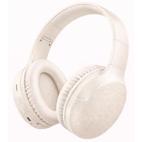 Fone de Ouvido Bluetooth 5.3 Headphone On-ear Sem Fio Fone Para Academia e Corridas, com Cancelamento de Ruído Dobrável com microfone Integrado PREMIUM (Bege) - 1