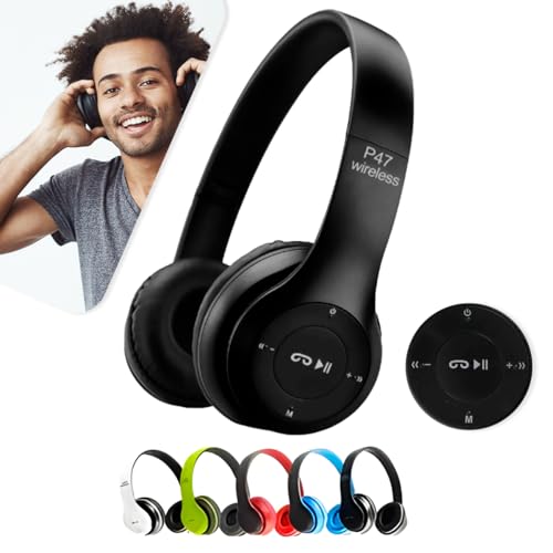 Fone de Ouvido Headphone P47 Sem Fio Bluetooth Wireless Micro Sd 5.0 Dobrável Com Microfone Regulável Para Corrida Academia Escritório Caminhada Linha Premium (Preto) - 1