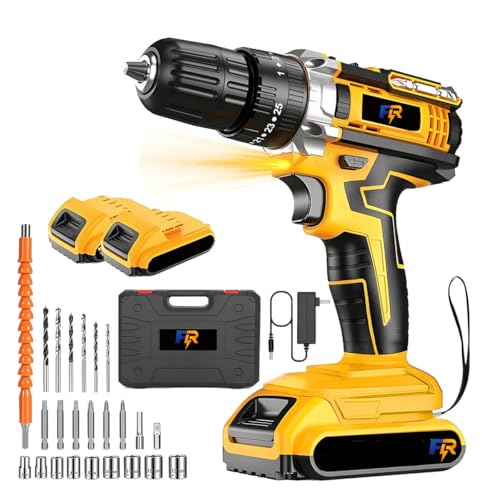 Furadeira e Parafusadeira 48V 1.3Ah Amarela, Torque 35Nm, Kit Doméstico com 2 Baterias, Acessórios e Maleta, Ideal para Projetos DIY e Reparos Domésticos - 1