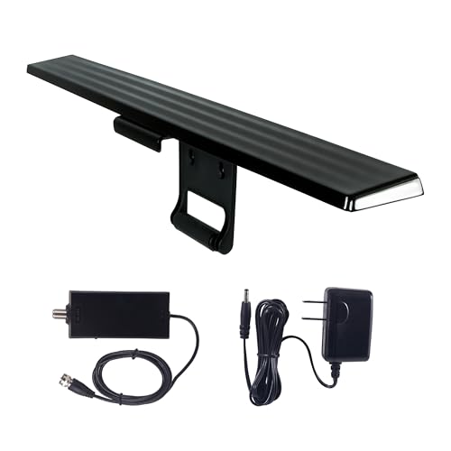 GE Antena de TV digital HD amplificada, antena de TV inteligente de longo alcance, design fácil de montar na parte superior, suporta HDTV VHF UHF 4K 1080P, amplificador de sinal amplificado interno