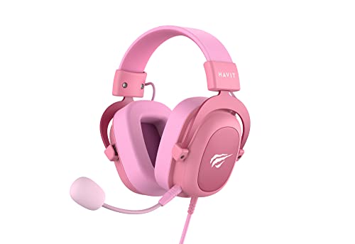 Havit Headphone Fone de Ouvido H2002d Pink, Gamer, com Microfone, Falante 53mm, Plug 3, 5mm: compatível com XBOX ONE e PS4, HAVIT, HV-H2002d Cor Rosa - 1