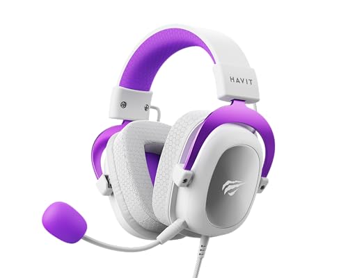 Havit Headphone Fone de Ouvido H2002d Purple, Gamer, com Microfone, Falante 53mm, Plug 3, 5mm: compatível com XBOX ONE e PS4, HAVIT, HV-H2002d Cor Roxo e Branco - 1