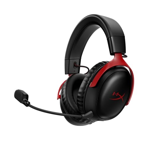 Headset Wireless HyperX Cloud III - Gamer para PC, PS5, PS4, Bateria de até 120h, 2,4 GHz, Drivers 53mm, Espuma Viscoelástica, Estrutura Durável, Microfone 10mm, Vermelho e Preto (77Z46AA) - 1