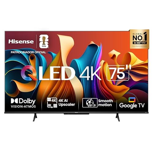 Hisense Smart TV UHD 4K QLED 75" Polegadas 75Q6N Google TV com HDR10+, Dolby Atmos, Modo Esporte, Modo Jogo Plus e Compatível com Alexa