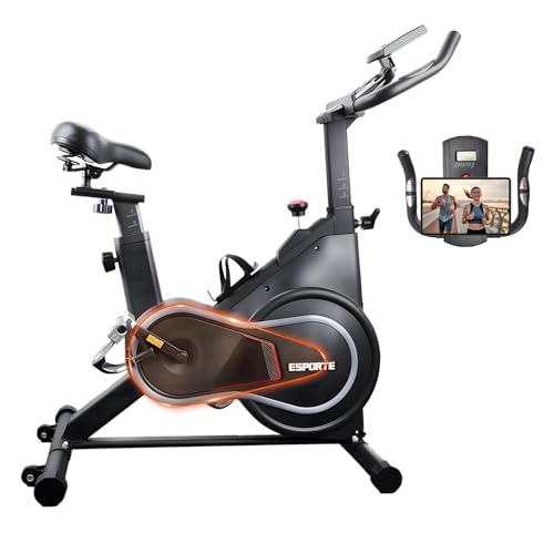 Hivento Bicicleta Ergométrica com Volante de 10 kg, Capacidade de 150 kg e Baixo Nível de Ruído, Bike Ergometrica com Suporte para Tablet e Suporte para Garrafa de Água（preto） - 1