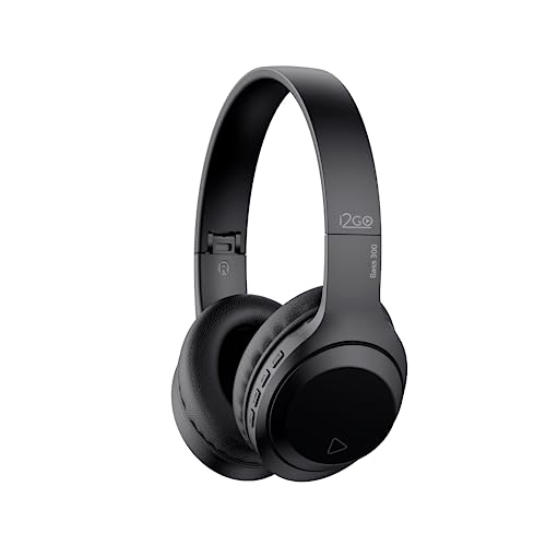 I2GO, Headphone Bass 300, Bluetooth, Microfone Integrado, Controle Multimídia, Até 10h de bateria, Tecnologia Dual Connect, Entrada cabo auxiliar P2 (incluso), Dobrável, Preto - 1