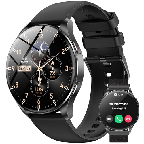 IOWODO W40 Smartwatch com Tela AMOLED 1.43" - Relógio Inteligente Bluetooth para Chamadas, 100+ Modos Esportivos, 2 Pulseiras (Preto) - Unissex