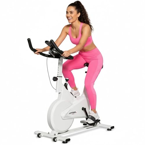 JOYFOX Bicicleta Ergométrica Branca com Monitor Digital e Volante de 8KG - 1