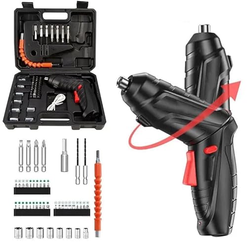 kit Parafusadeira e furadeira 360 com 46 pçs portátil Doméstica Carregador usb Leve e Prático (BOM-9912) - 1