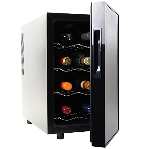 Koolatron Urban Series 8 garrafas termoelétrico 0,8 pés para bebidas refrigerador preto para adega de vinhos de bancada independente para vinho tinto ou branco em pequena cozinha, apartamento, apartamento, apartamento, casa de campo, RV