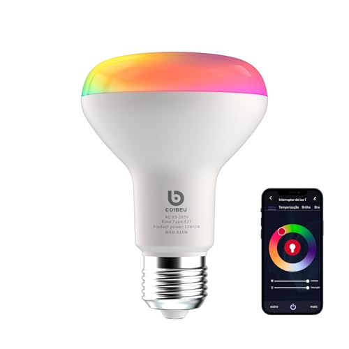 Lampada Inteligente Wi-Fi, Lampada LED Smart, RGB+CCT, 12W+3W — 16 milhões de cores, 2700K–6500K, Controle por APP (Tuya/Coibeu Smart), Compatível com Alexa e Google Assistant - 1