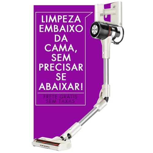 LILIN Aspirador de pó Versatil Sem Fio Superprático i7 com Tubo Flexível, Aspirador vertical leve, Limpe sem sujar as mãos, Bivolt, Ajuste de sucção de três níveis e 8 Acessórios, Para uso doméstico