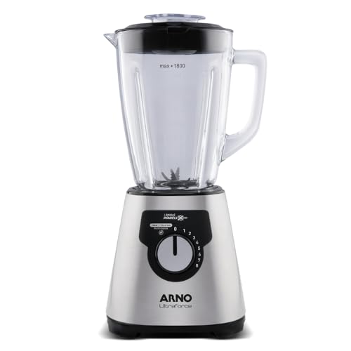 Liquidificador Arno Ultraforce 1400W LN92, Inox, com 6 Lâminas Powelix Pro, Jarra de Vidro de 2.2L, Resistente a Choque Térmico e Tecnologia Limpa Fácil, 110V - 1