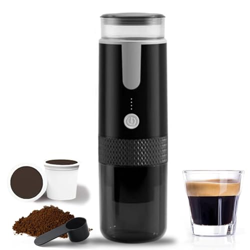 MáQuina de Café Portátil 2-Em-1 (Cápsulas + Moído), MáQuina de Café com USB-C, Carro, EscritóRio, Caminhadas